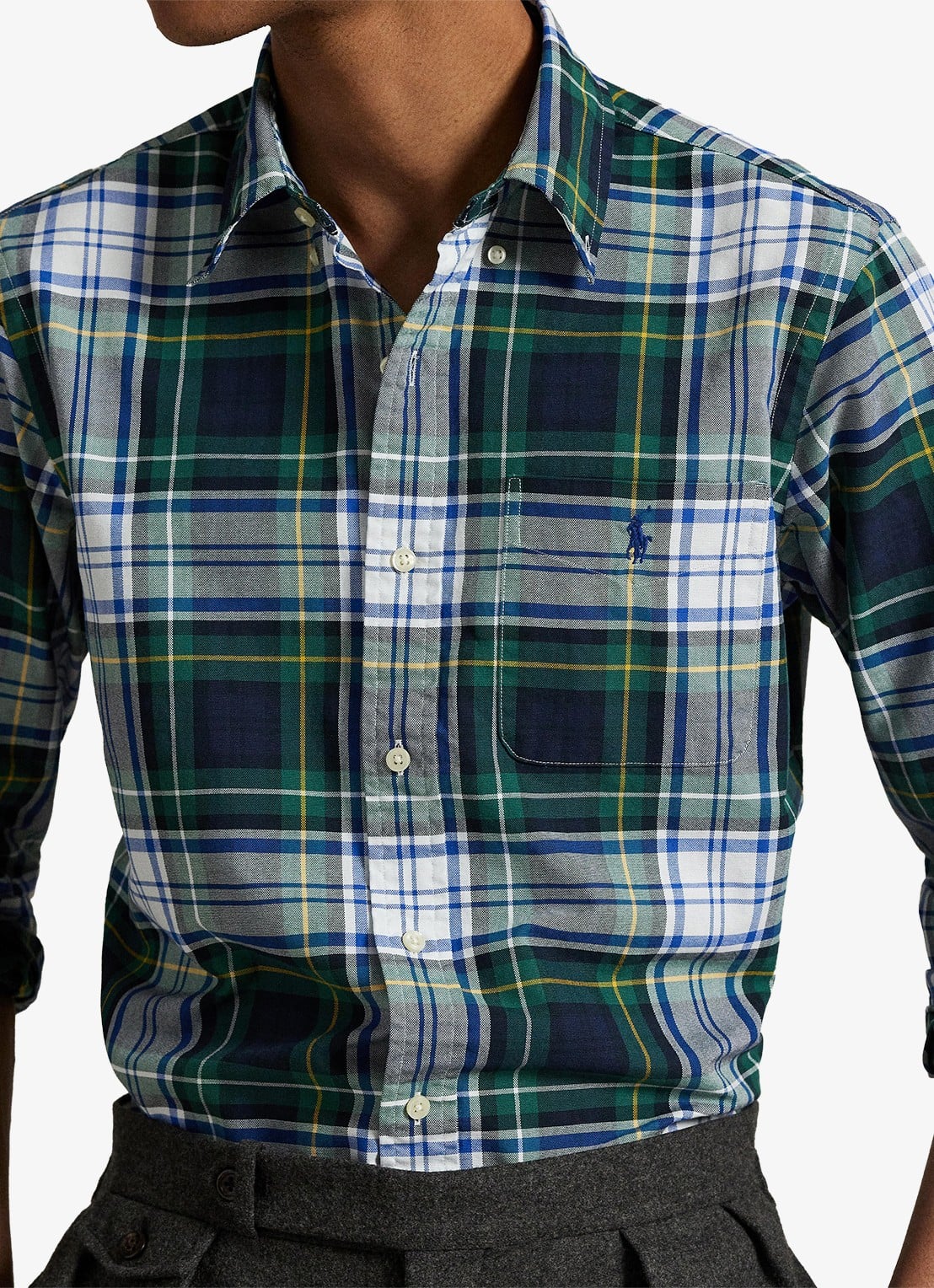 Ralph Lauren Regular fit overhemd met logoborduring - detail 4 groen
