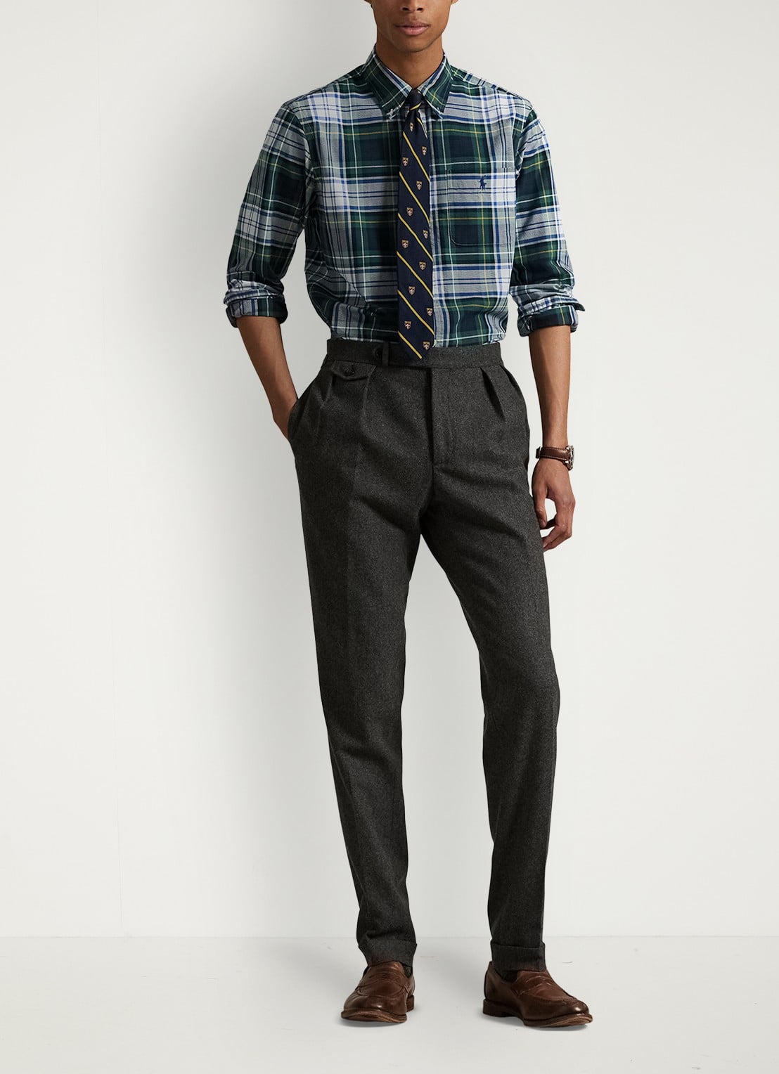 Ralph Lauren Regular fit overhemd met logoborduring - voorkant 2 groen