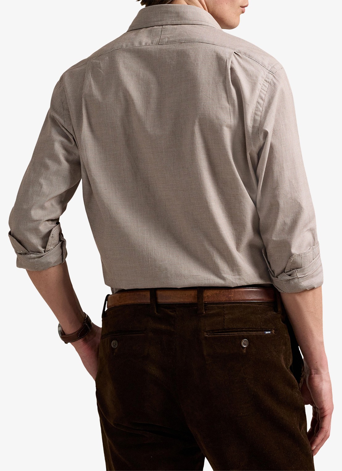 Ralph Lauren Regular fit overhemd met logoborduring - achterkant cream brown / bruin