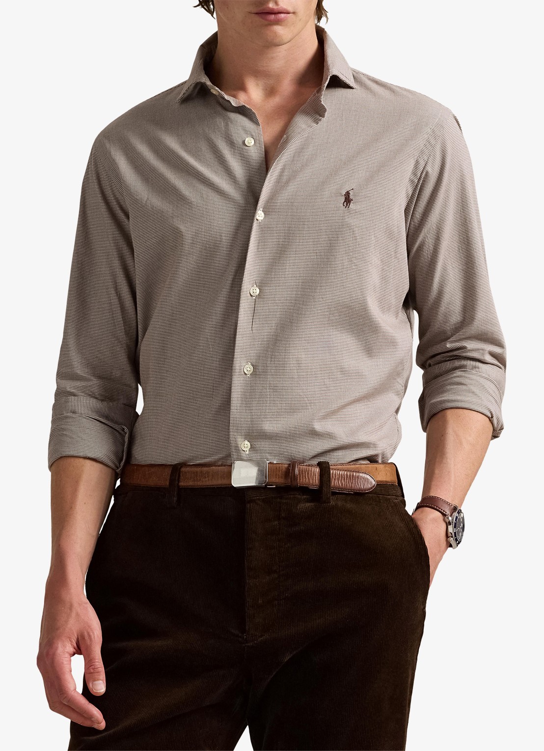Ralph Lauren Regular fit overhemd met logoborduring - detail 4 cream brown / bruin