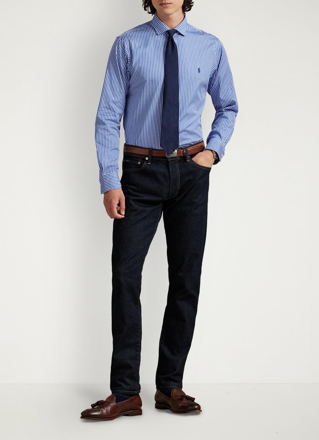 Ralph Lauren Regular fit overhemd met logoborduring - detail 4 blue/white / blauw