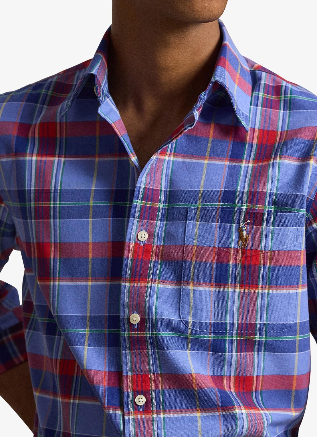Ralph Lauren Regular fit overhemd met logoborduring - detail 6 blauw