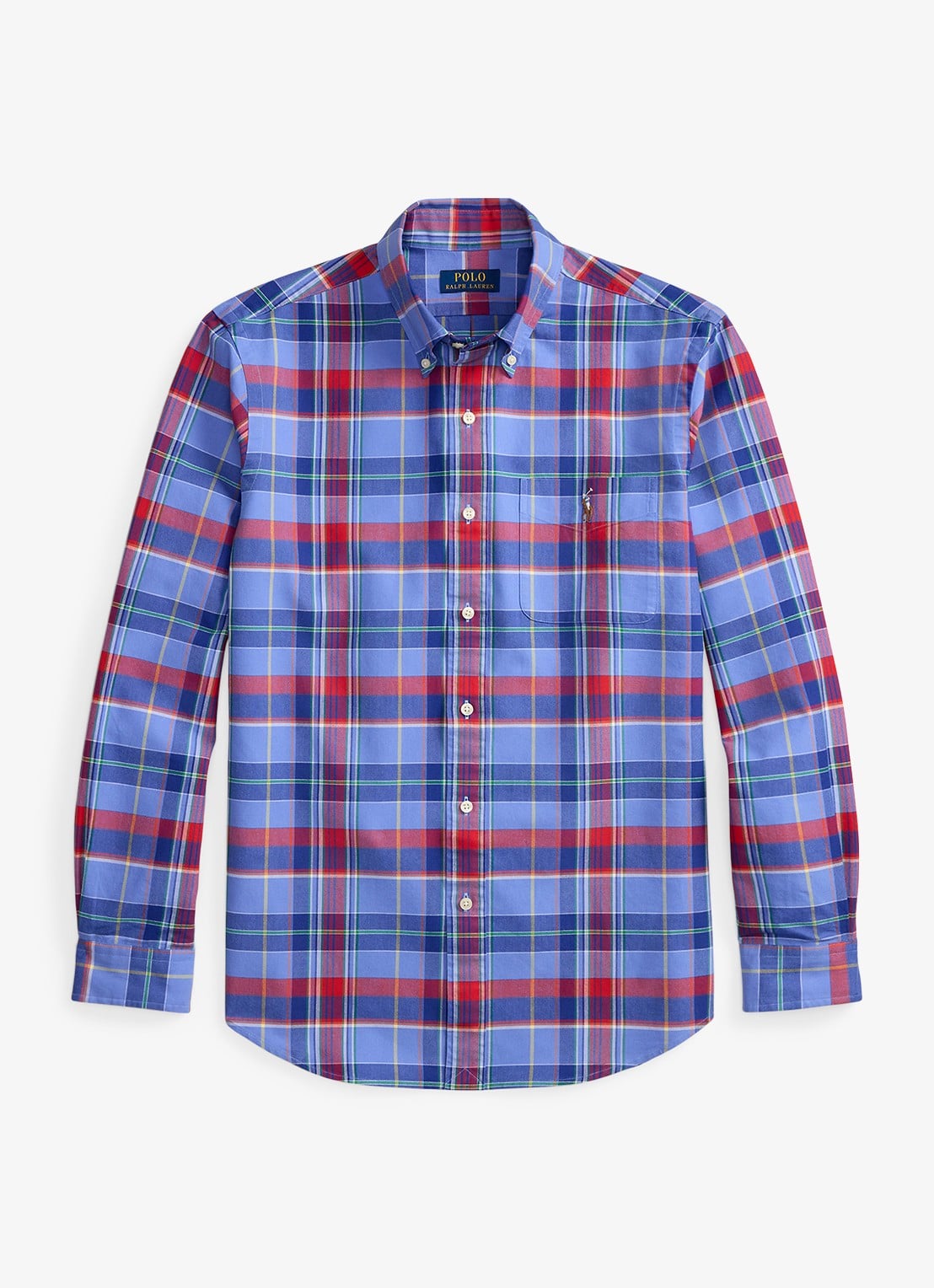 Ralph Lauren Regular fit overhemd met logoborduring - voorkant blauw
