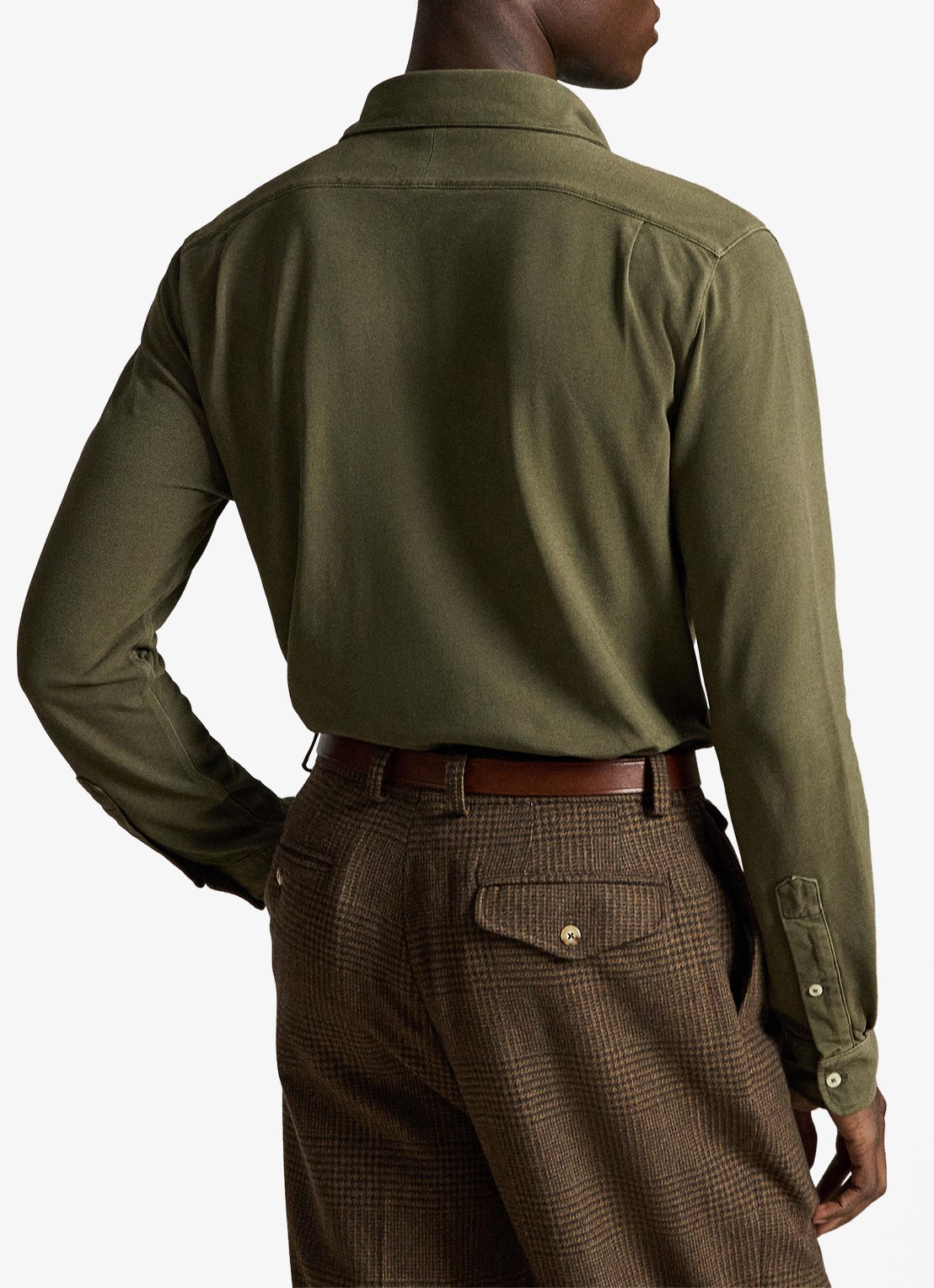 Ralph Lauren Regular fit overhemd met logoborduring - achterkant 3 outdoors olive / olijfgroen