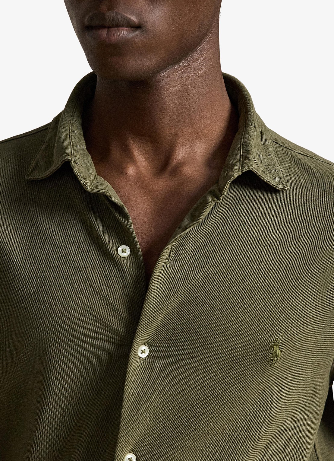 Ralph Lauren Regular fit overhemd met logoborduring - detail 2 outdoors olive / olijfgroen