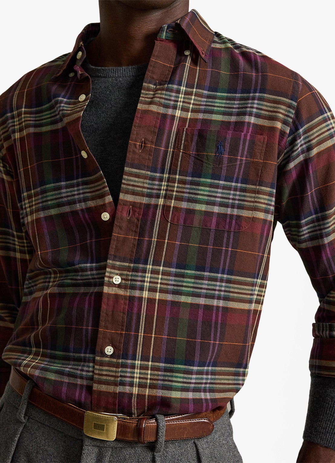 Ralph Lauren Regular fit overhemd met logoborduring - detail 3 bruin