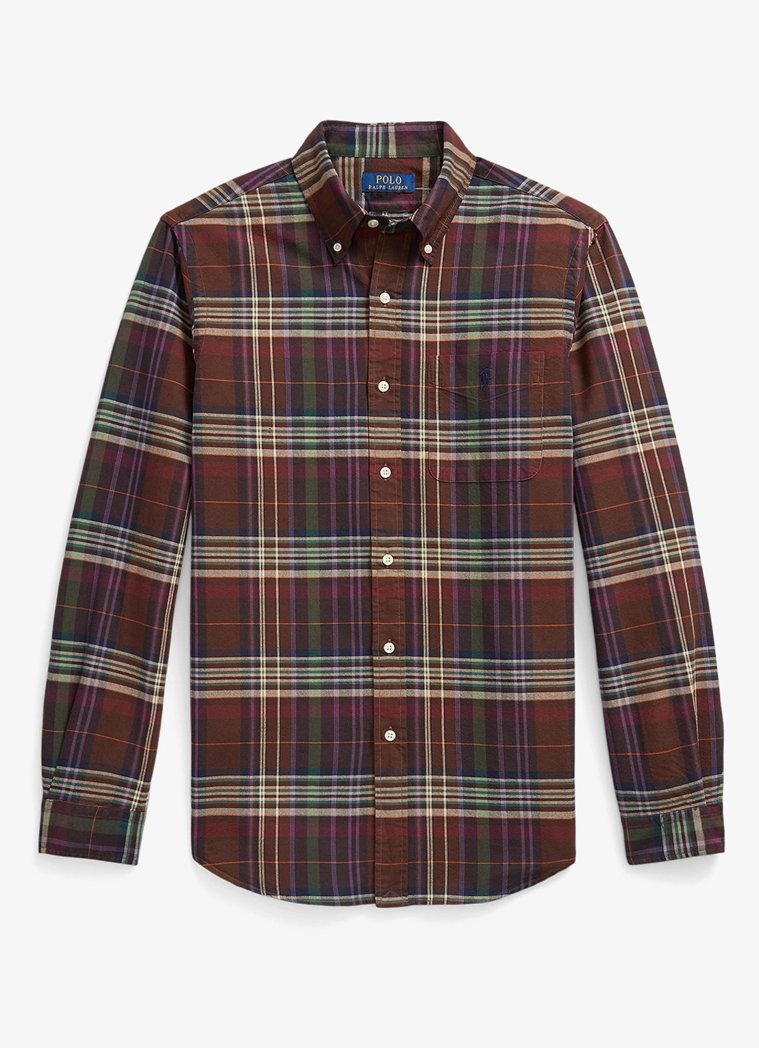 Ralph Lauren Regular fit overhemd met logoborduring - voorkant 6890c brown green multi-zxkr