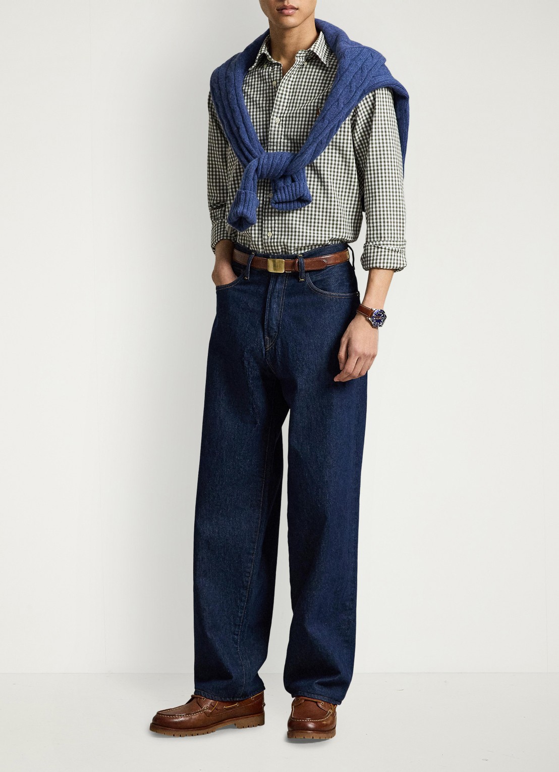 Ralph Lauren Regular fit overhemd met ruisedessin - detail grijs