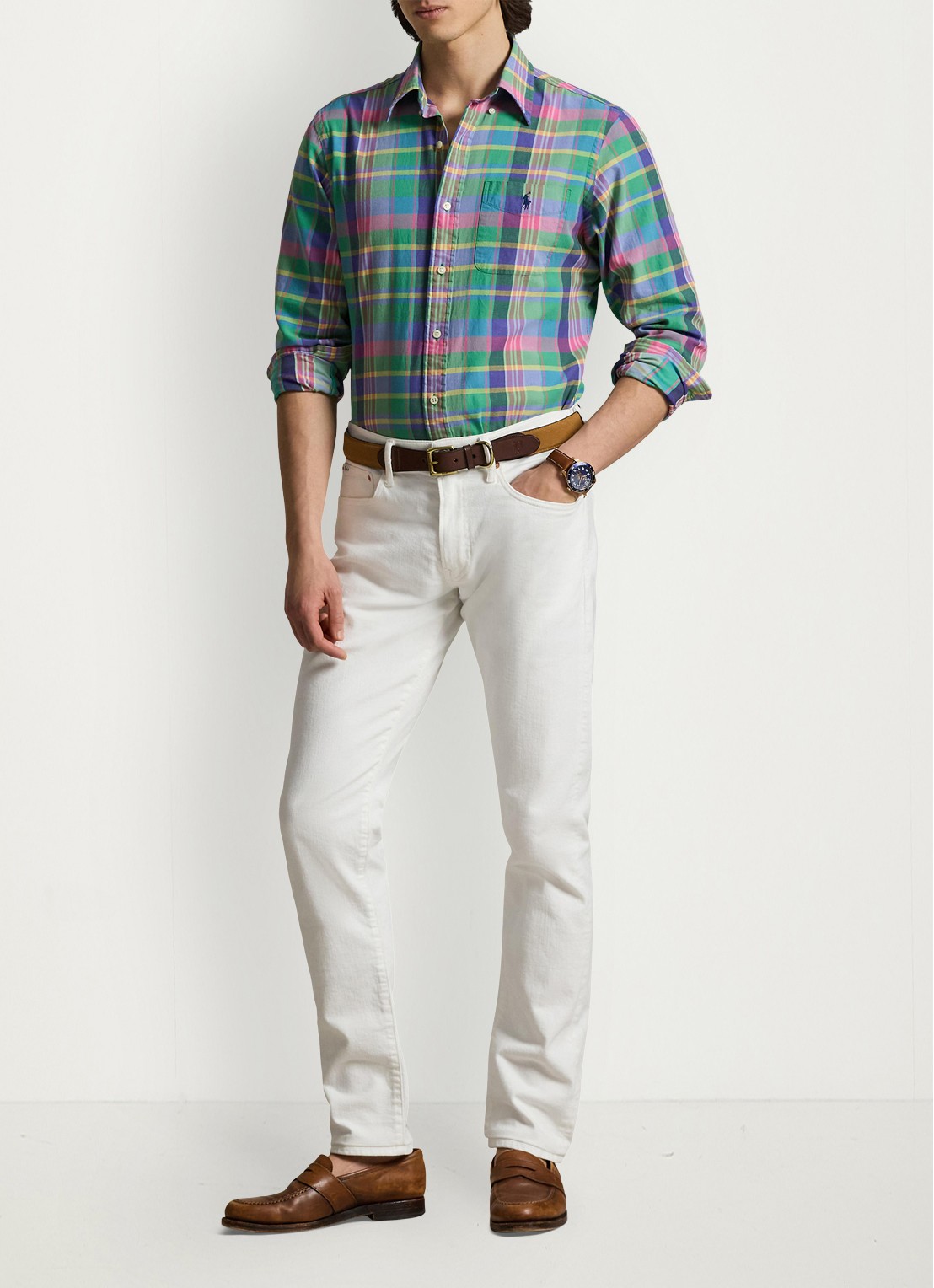 Ralph Lauren Regular fit overhemd met ruitdessin en borstzak - detail 4 green blue multi / groen