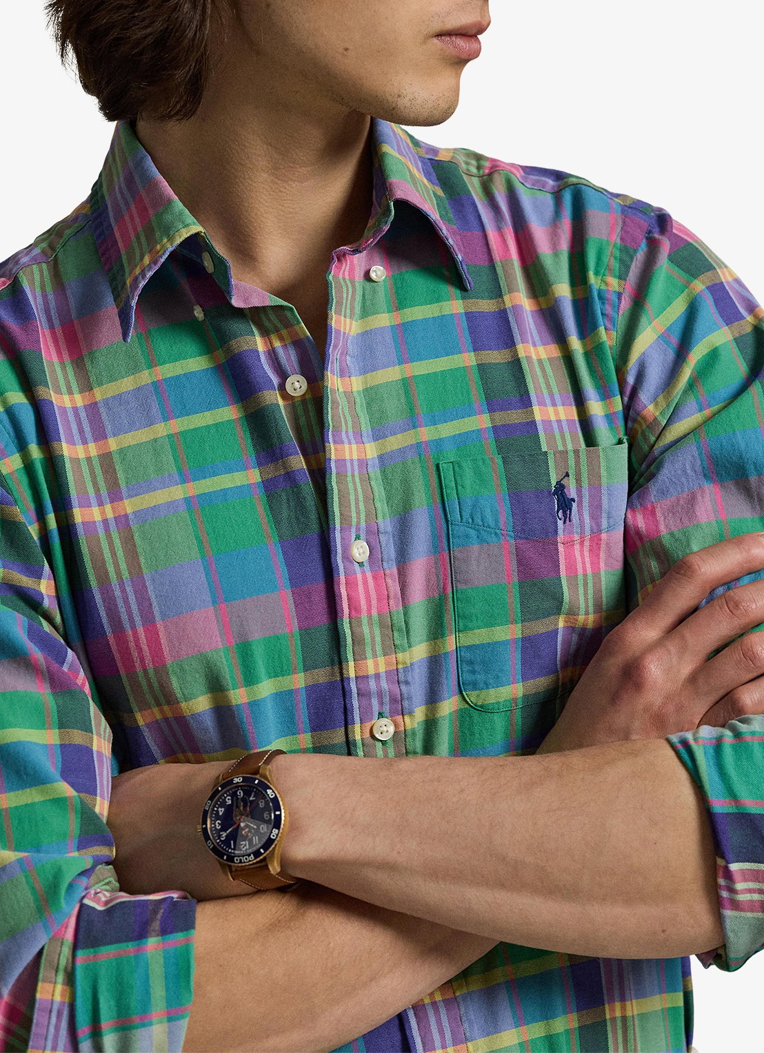 Ralph Lauren Regular fit overhemd met ruitdessin en borstzak - detail 5 green blue multi / groen