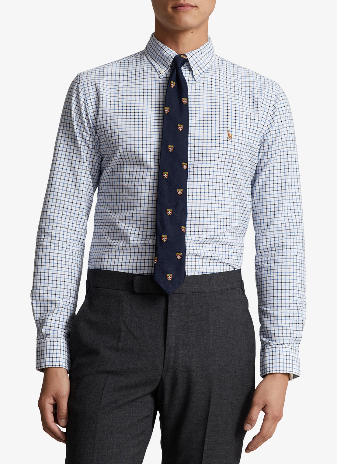Ralph Lauren Regular fit overhemd met ruitdessin en logoborduring - detail white/blue / wit