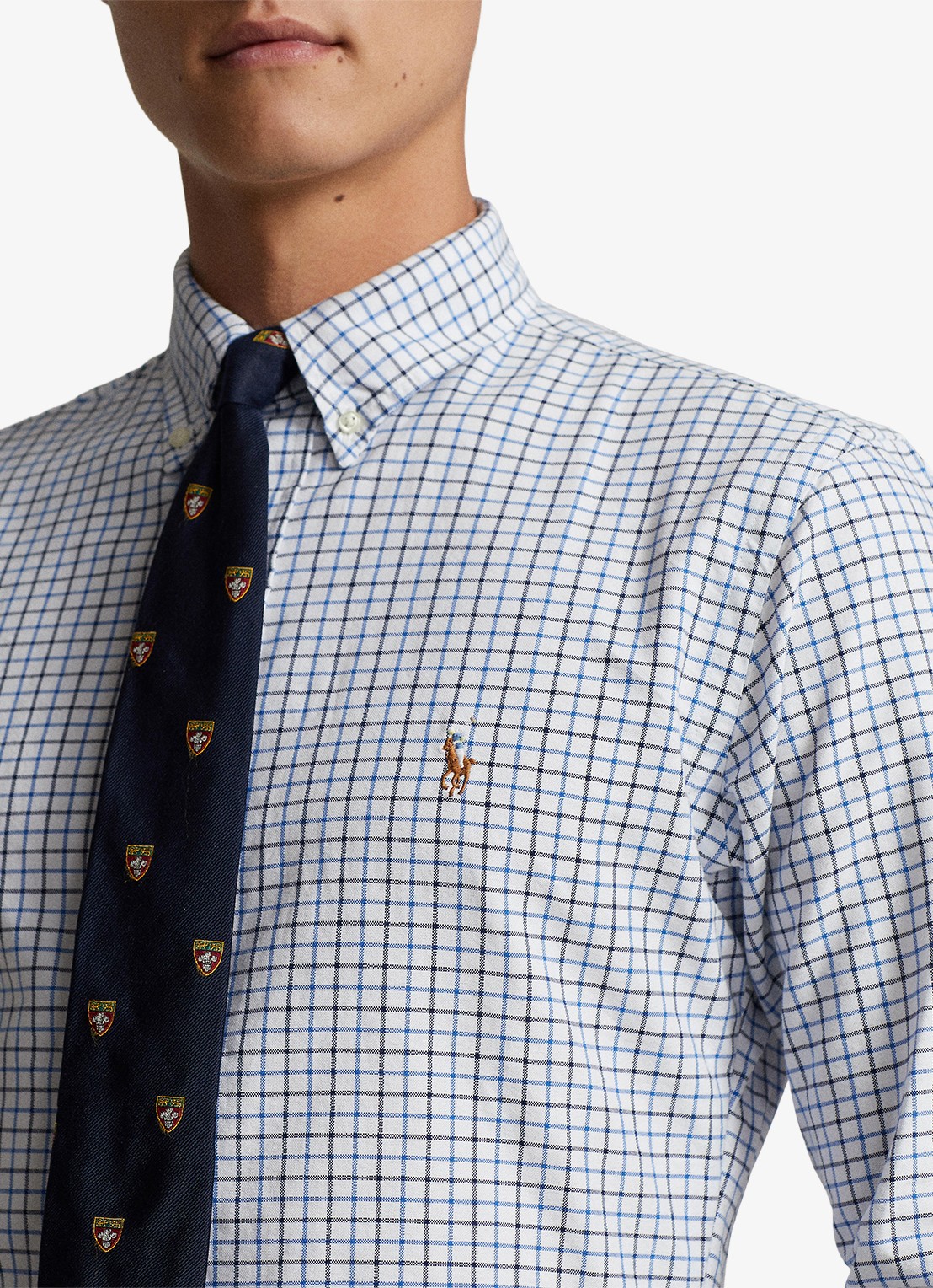 Ralph Lauren Regular fit overhemd met ruitdessin en logoborduring - detail 2 white/blue / wit