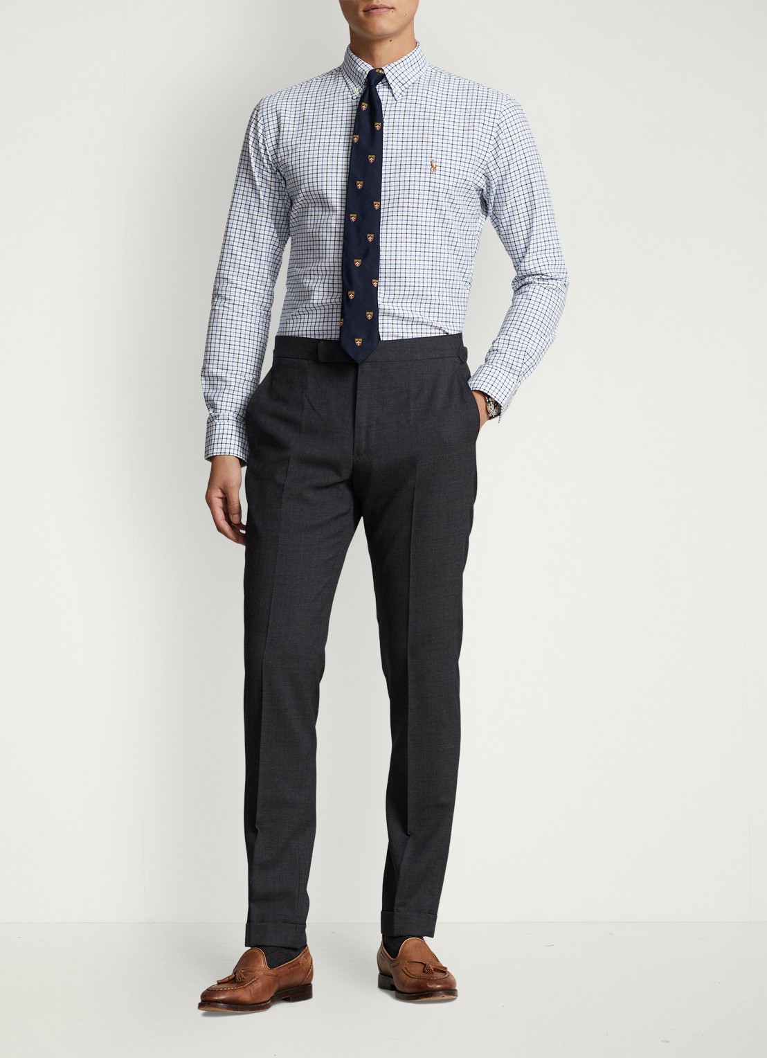 Ralph Lauren Regular fit overhemd met ruitdessin en logoborduring - voorkant 4 white/blue / wit
