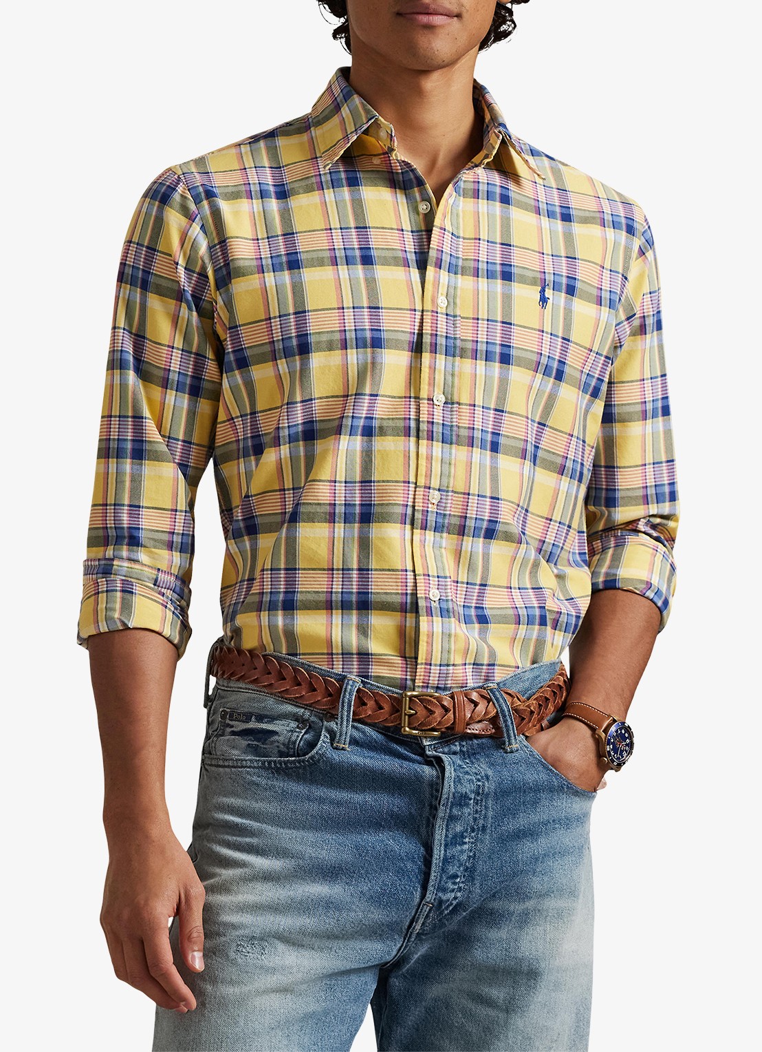Ralph Lauren Regular fit overhemd met ruitdessin en logoborduring - detail 3 geel