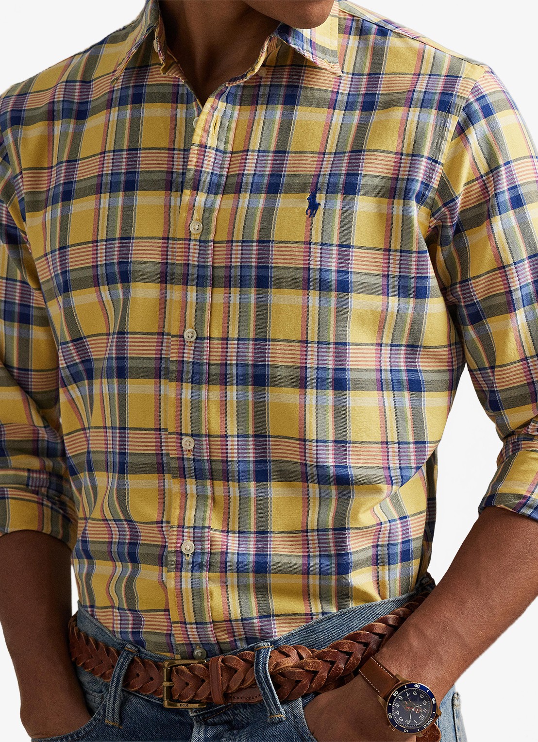 Ralph Lauren Regular fit overhemd met ruitdessin en logoborduring - detail 4 geel