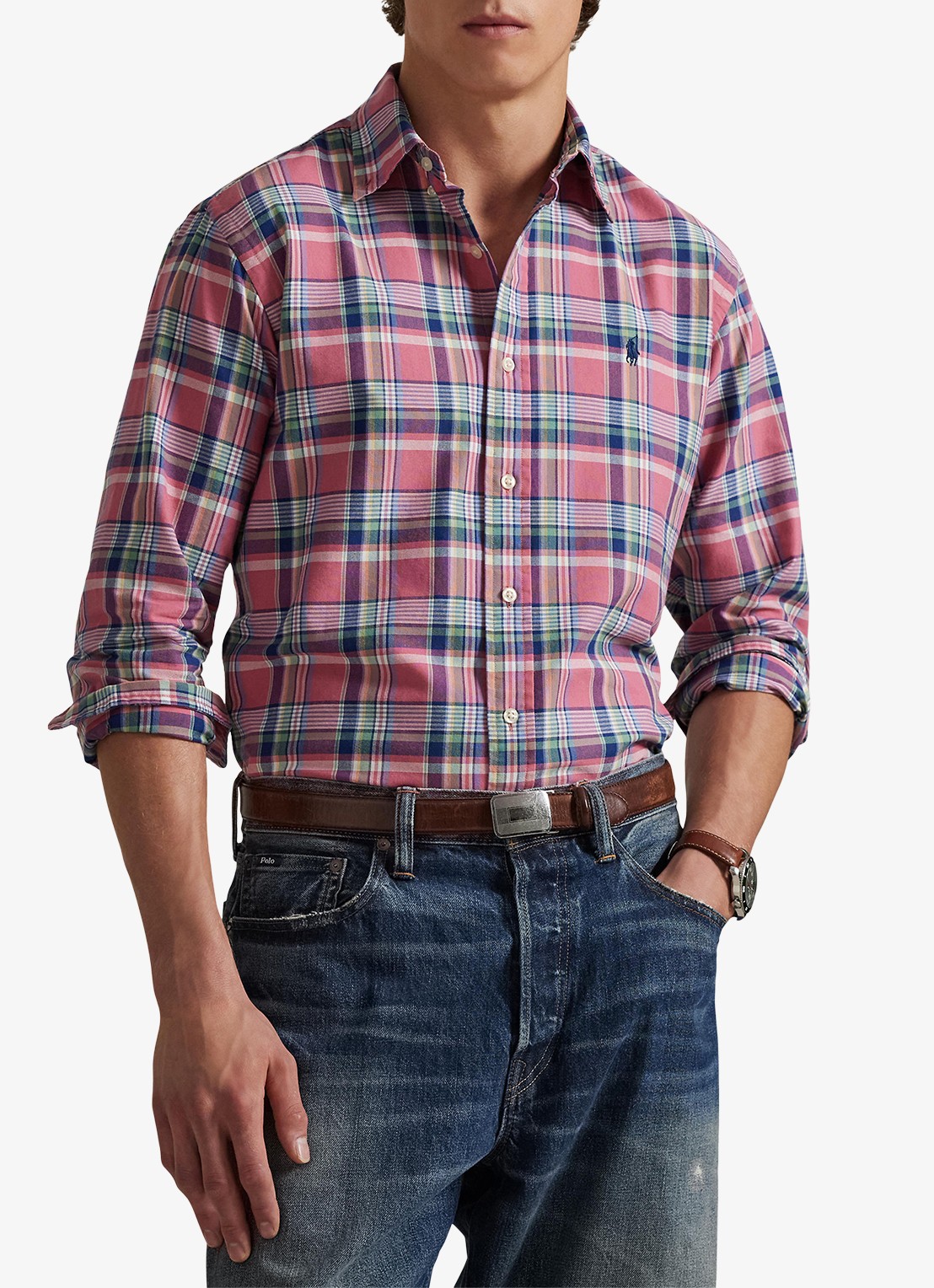 Ralph Lauren Regular fit overhemd met ruitdessin en logoborduring - detail 4 roze