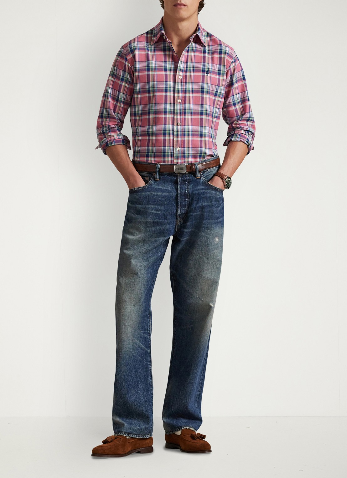 Ralph Lauren Regular fit overhemd met ruitdessin en logoborduring - voorkant 2 roze