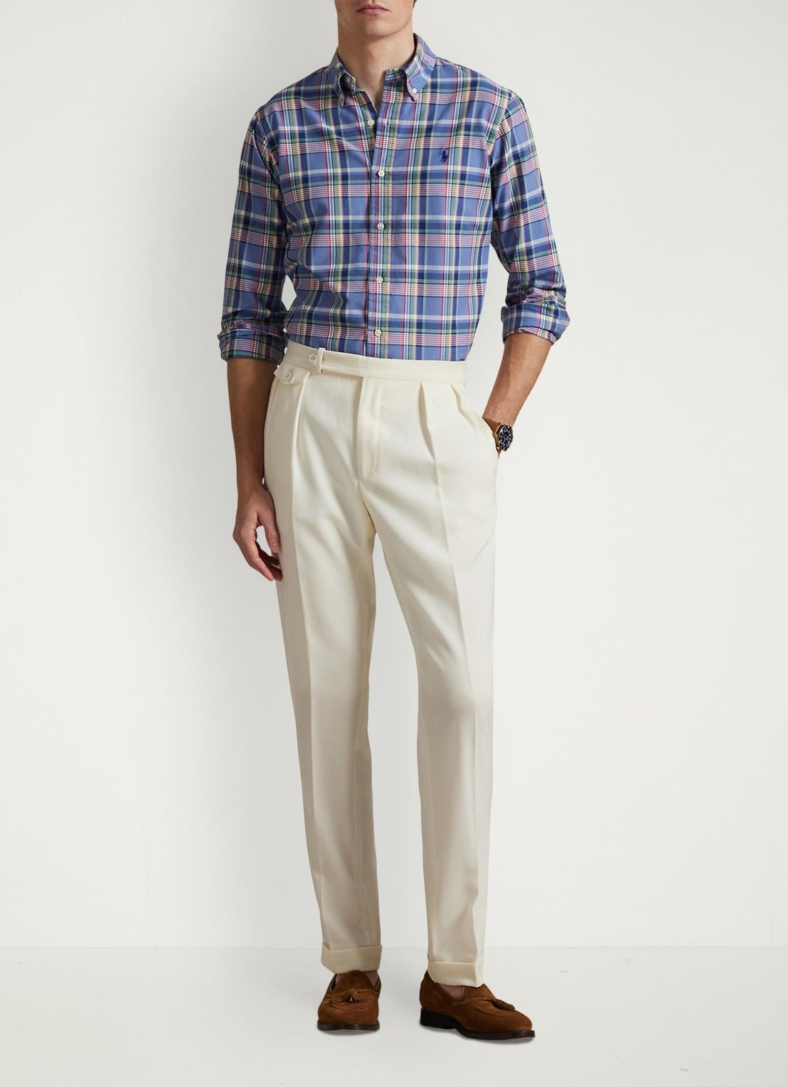 Ralph Lauren Regular fit overhemd met ruitdessin en logoborduring - voorkant 4 blauw