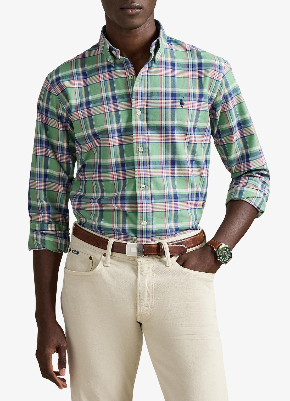 Ralph Lauren Regular fit overhemd met ruitdessin en logoborduring - detail 3 groen
