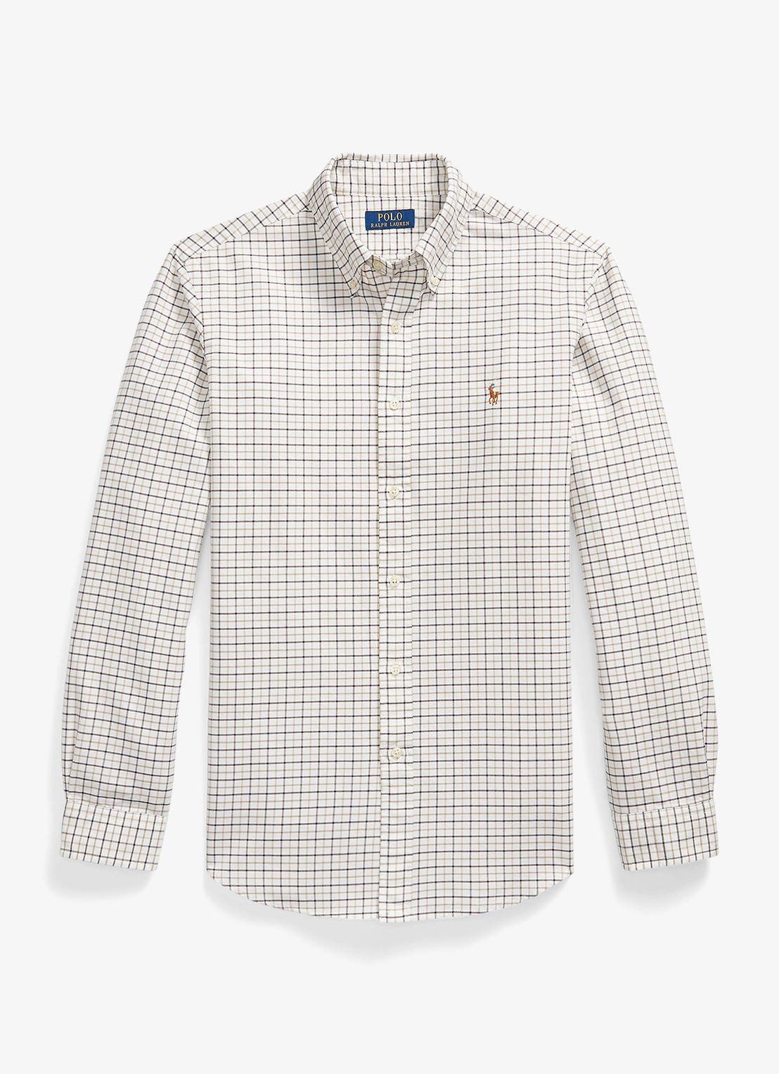Ralph Lauren Regular fit overhemd met ruitdessin en logoborduring - voorkant bruin