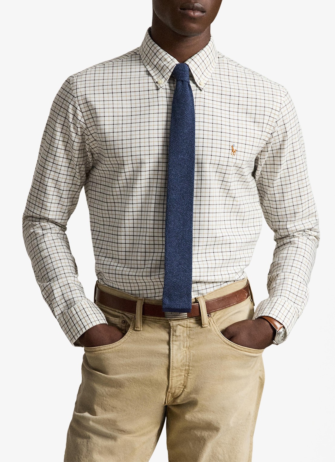 Ralph Lauren Regular fit overhemd met ruitdessin en logoborduring - voorkant 2 bruin
