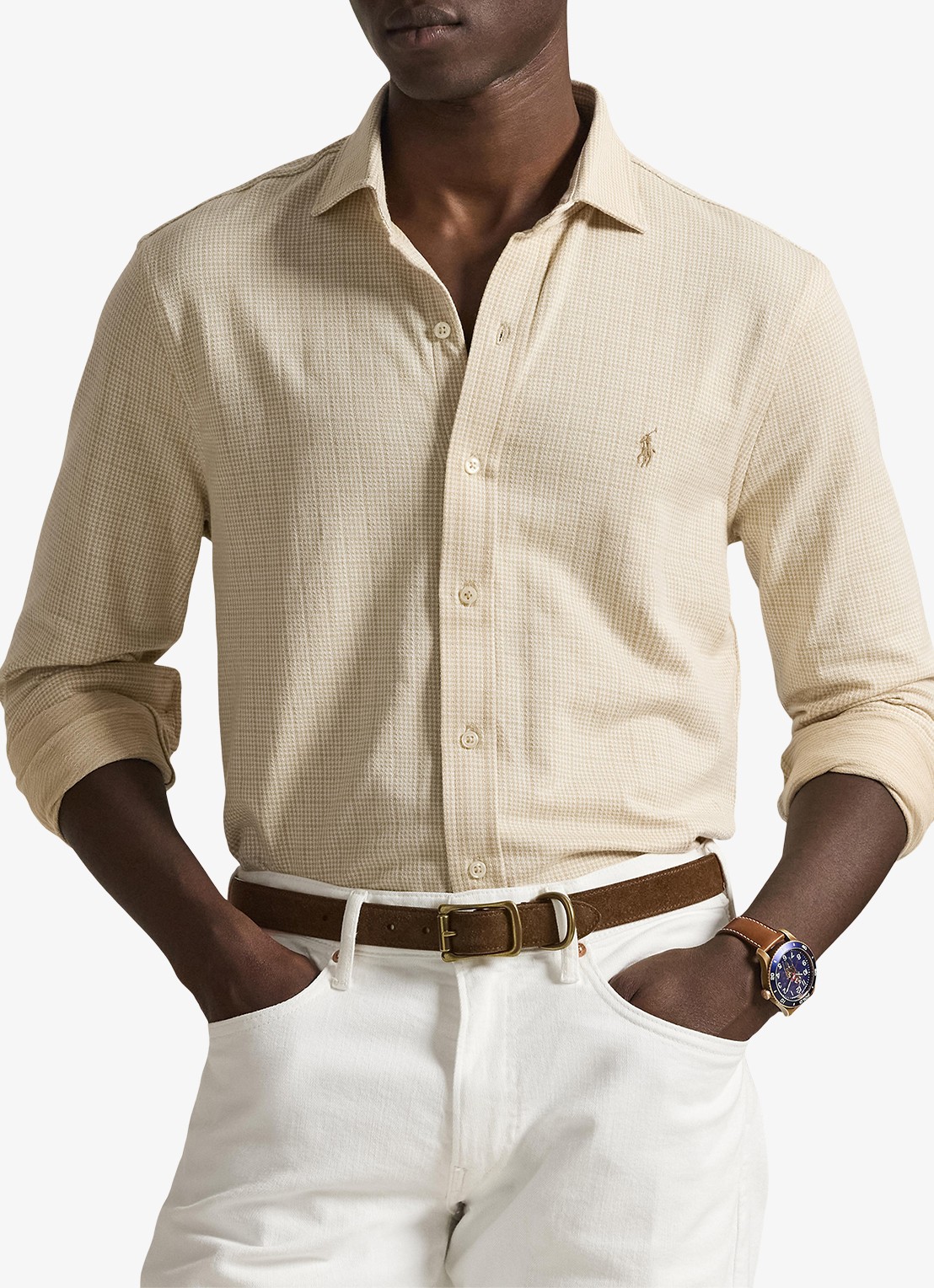 Ralph Lauren Regular fit overhemd met ruitdessin - detail 3 glen plaid-sand dune/white-zypl