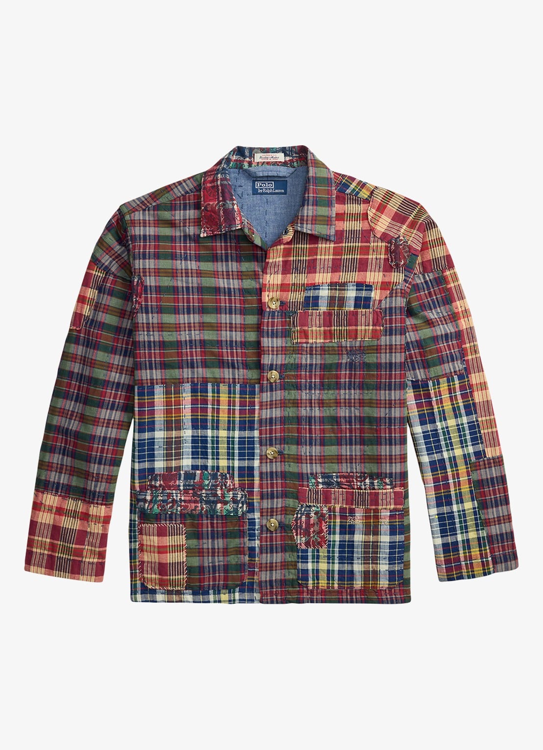 Ralph Lauren Regular fit overhemd met ruitdessin - voorkant 4 madras piecing / rood