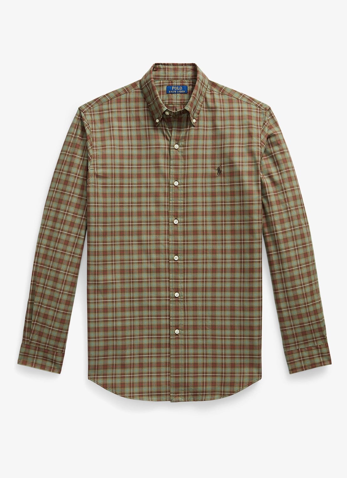 Ralph Lauren Regular fit overhemd met ruitdessin - voorkant 3 7368 brown turquoise multi / bruin