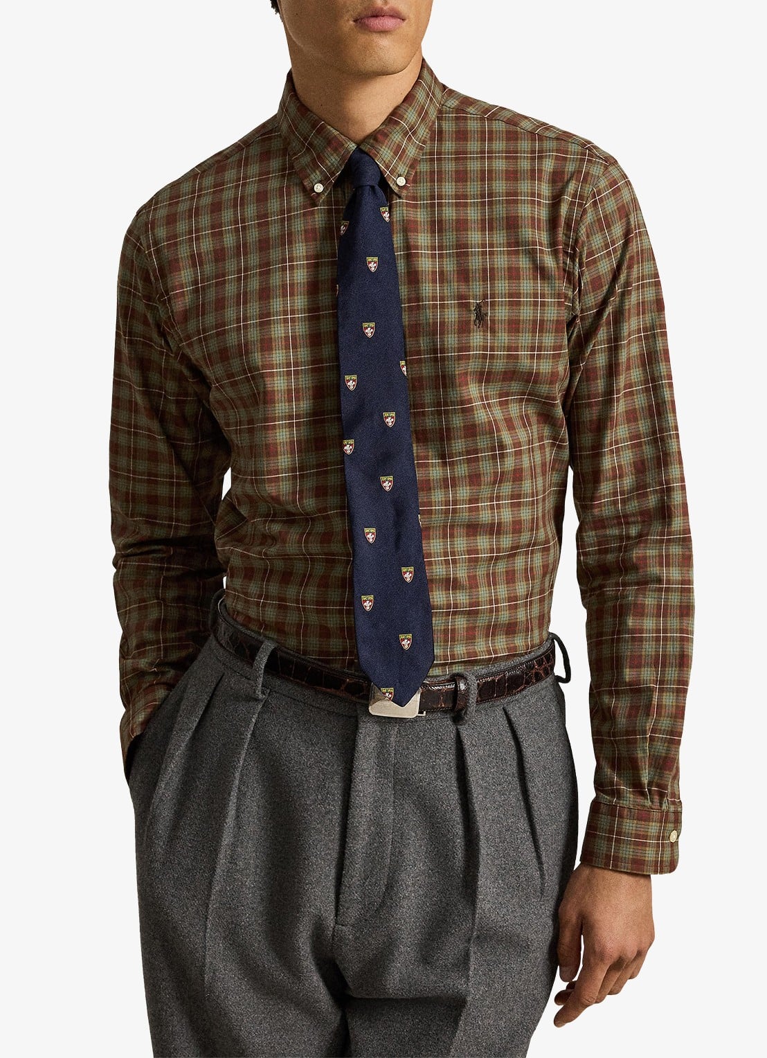 Ralph Lauren Regular fit overhemd met ruitdessin - voorkant 4 7368 brown turquoise multi / bruin