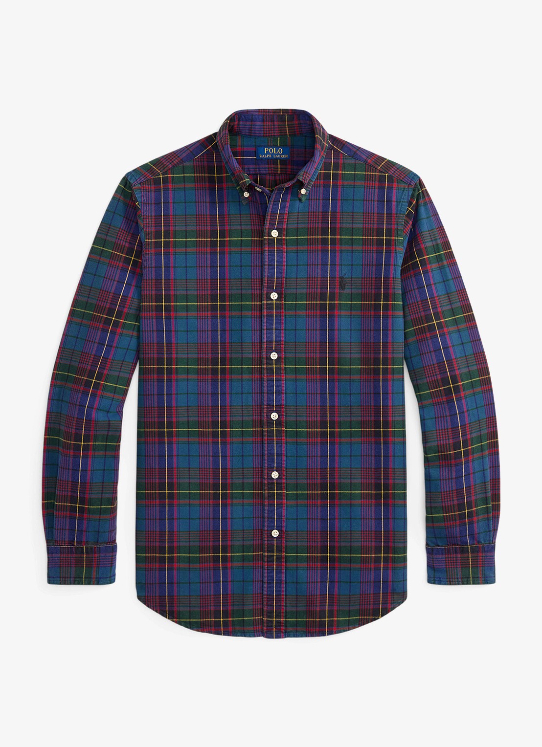 Ralph Lauren Regular fit overhemd met ruitdessin - voorkant 7436 green jewel blue multi / groen