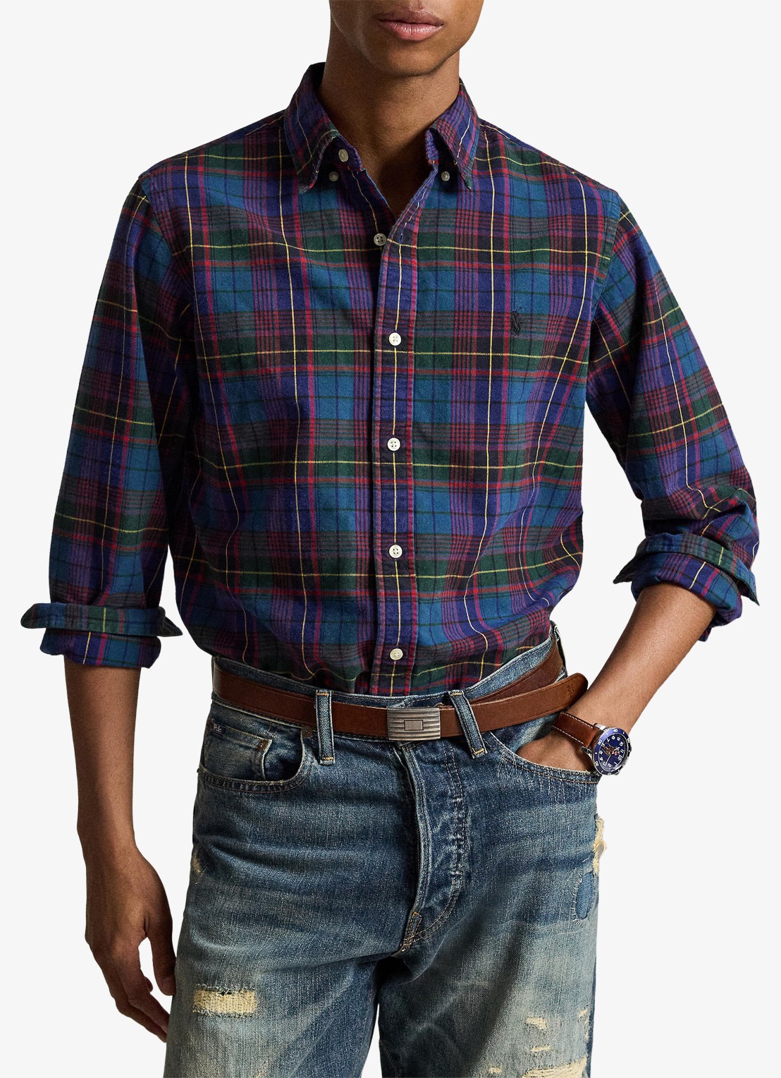 Ralph Lauren Regular fit overhemd met ruitdessin - voorkant 2 7436 green jewel blue multi / groen