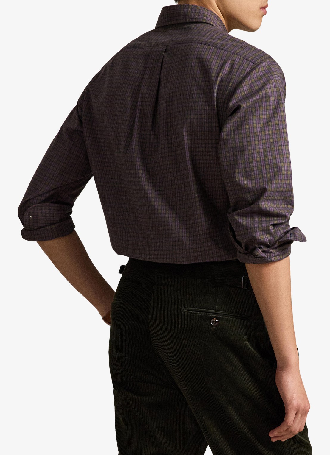 Ralph Lauren Regular fit overhemd met ruitdessin - achterkant 7364 olive lavender multi / olijfgroen