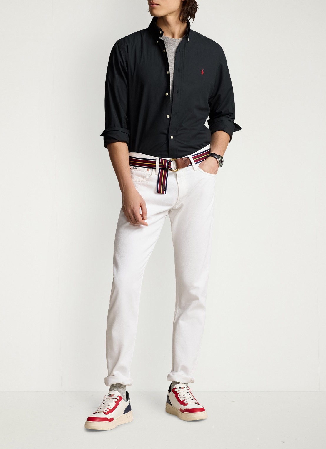 Ralph Lauren Regular fit overhemd met streepprint - voorkant 5 zwart