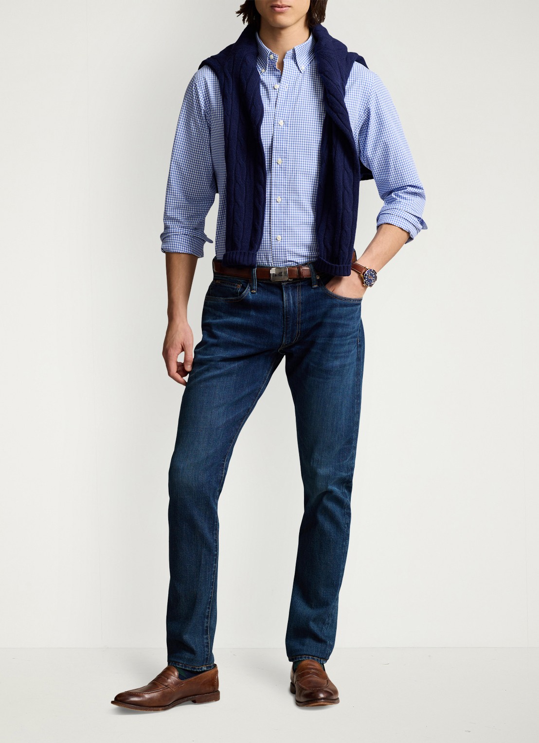 Ralph Lauren Regular fit overhemd met streepprint - voorkant 3 blue / white check