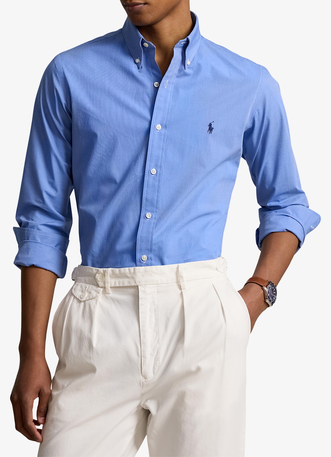Ralph Lauren Regular fit overhemd met streepprint - detail blue end on end