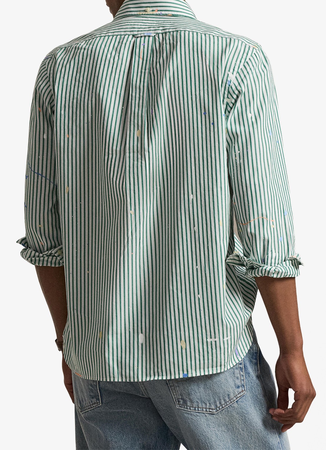 Ralph Lauren Regular fit overhemd met streepprint - achterkant 7032 valley paint splatter / lichtgroen