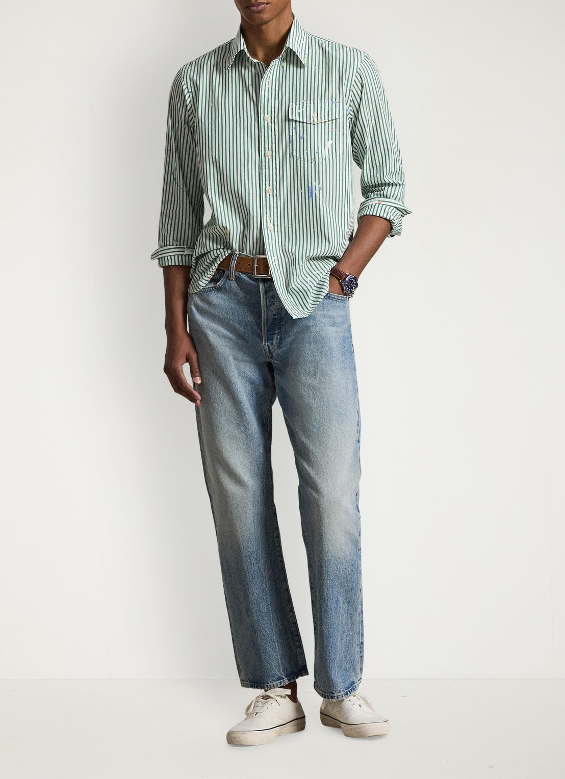 Ralph Lauren Regular fit overhemd met streepprint - detail 4 7032 valley paint splatter / lichtgroen