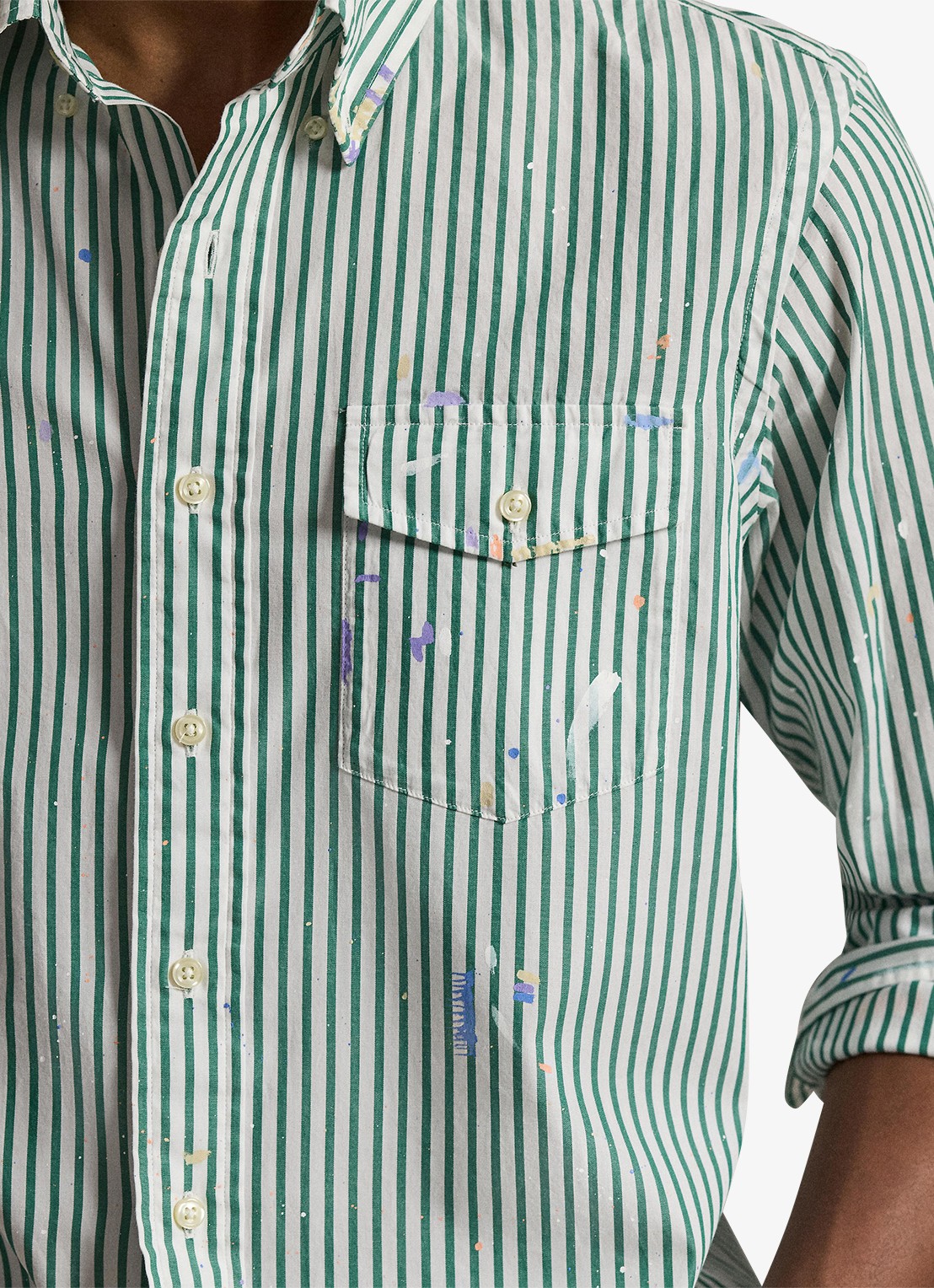 Ralph Lauren Regular fit overhemd met streepprint - detail 5 7032 valley paint splatter / lichtgroen