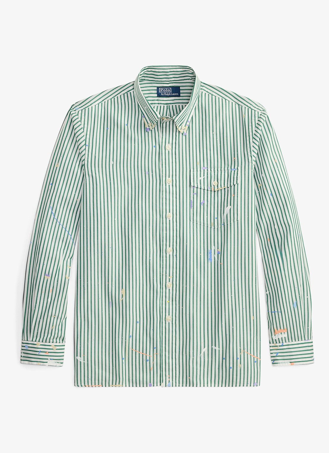 Ralph Lauren Regular fit overhemd met streepprint - voorkant 2 7032 valley paint splatter / lichtgroen