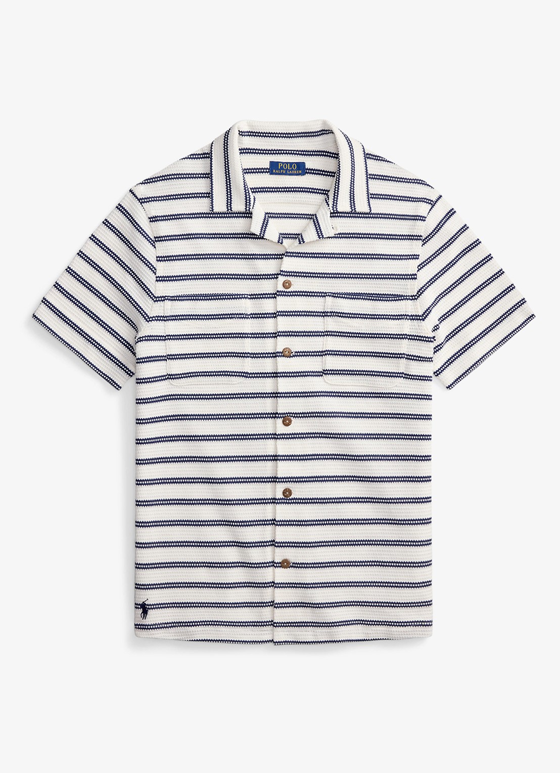 Ralph Lauren Regular fit overhemd met streepprint - voorkant pale cream/newport navy-zyrs