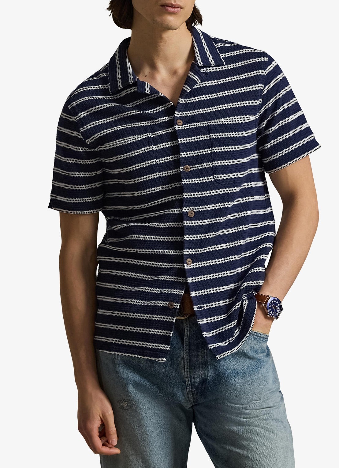 Ralph Lauren Regular fit overhemd met streepprint - detail newport navy/pale cream-zyrr