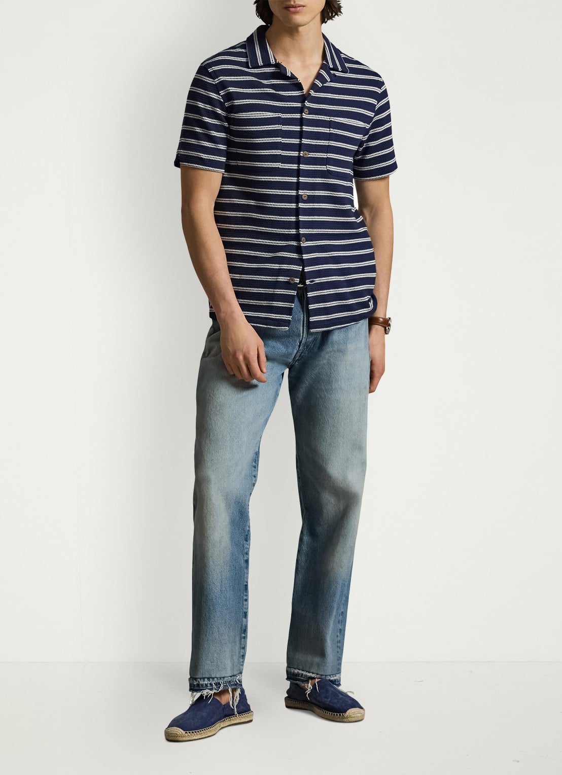 Ralph Lauren Regular fit overhemd met streepprint - voorkant 5 newport navy/pale cream-zyrr