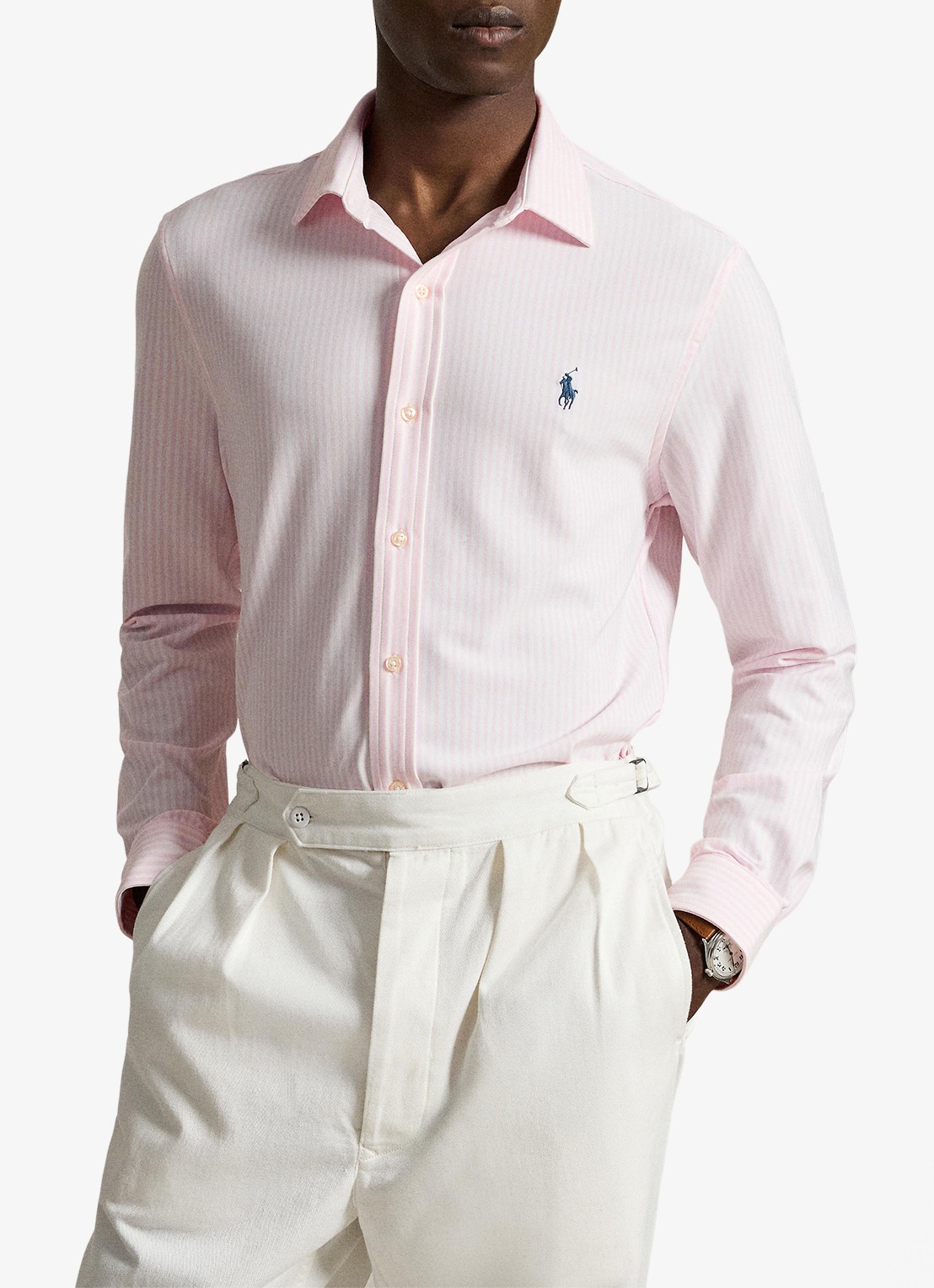 Ralph Lauren Regular fit overhemd met streepprint - voorkant 2 white/carmel pink / roze
