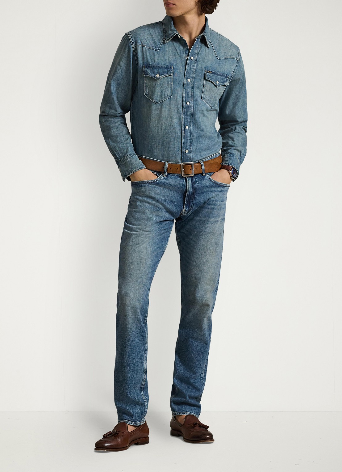 Ralph Lauren Regular fit overhemd van denim met borstzakken - voorkant 8 indigo