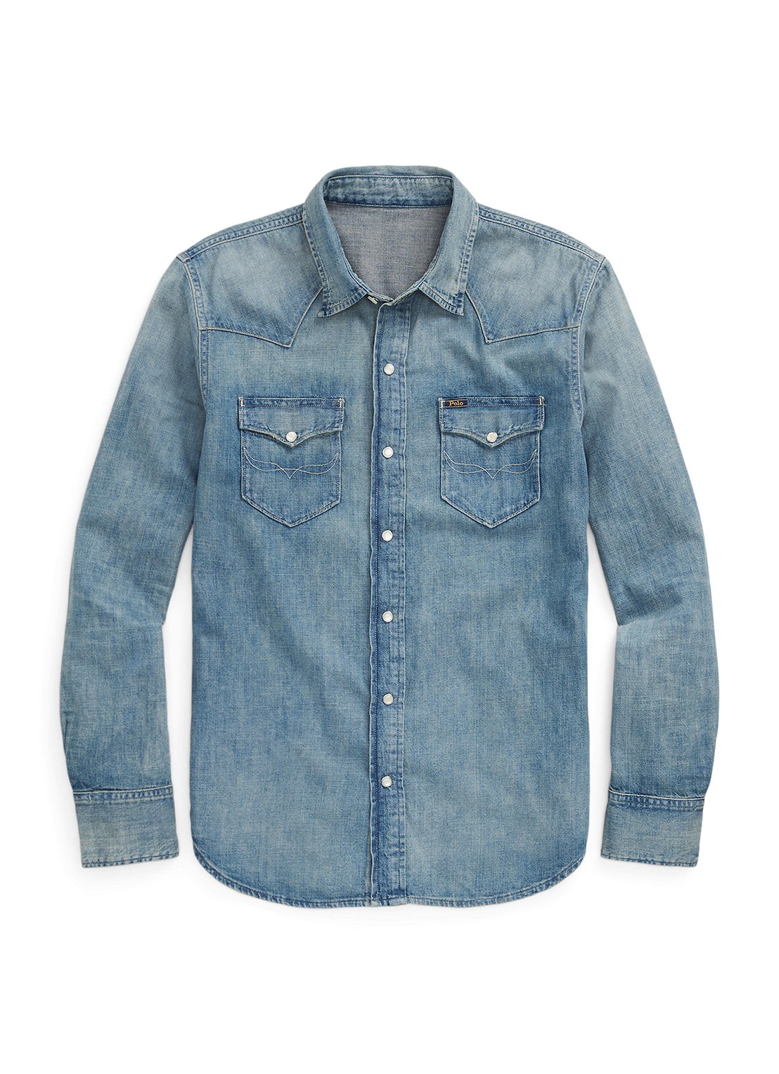 Ralph Lauren Regular fit overhemd van denim met borstzakken - voorkant 9 indigo
