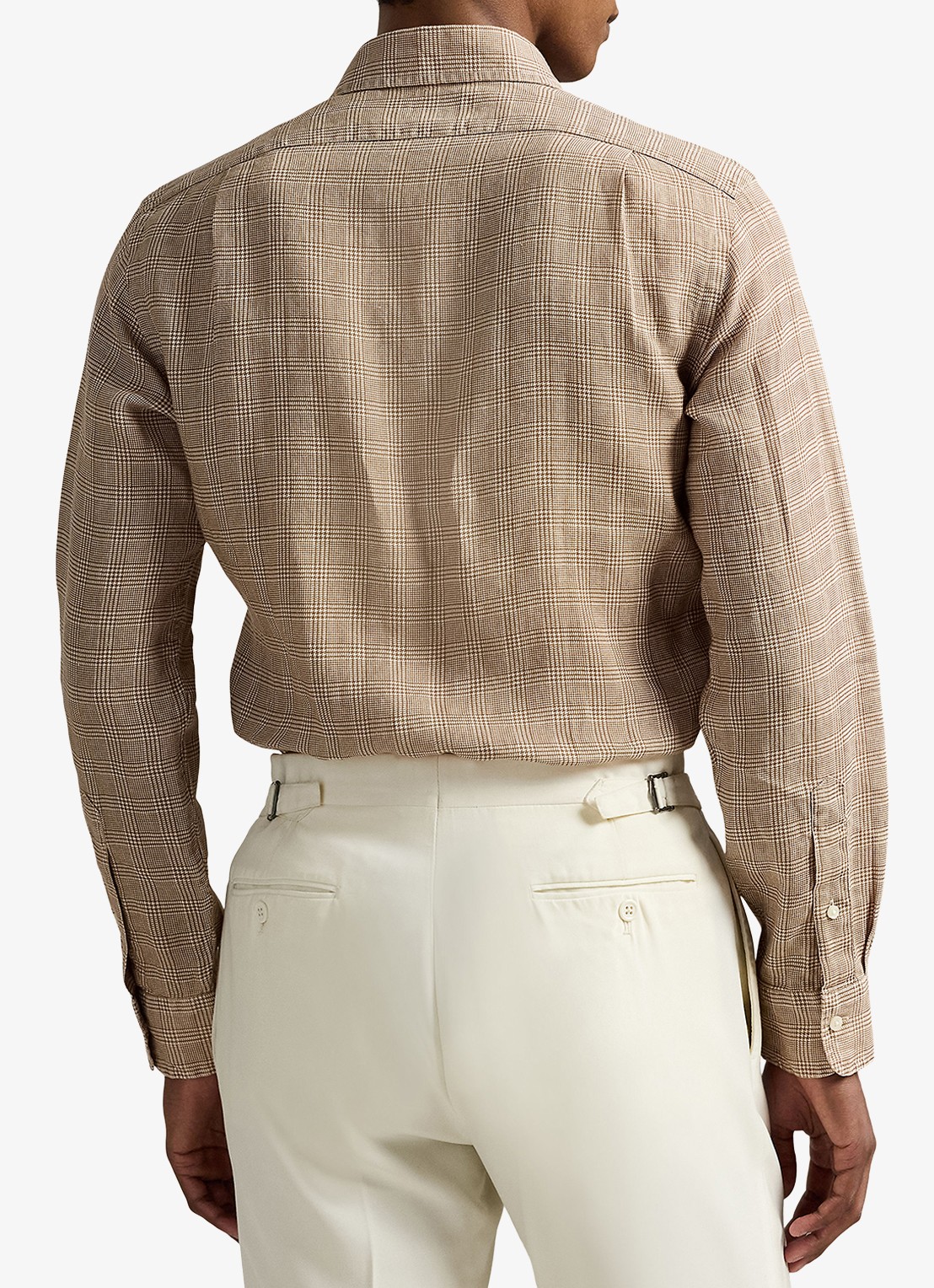 Ralph Lauren Regular fit overhemd van linnen met ruitdessin - achterkant 4 fairway glen / khaki