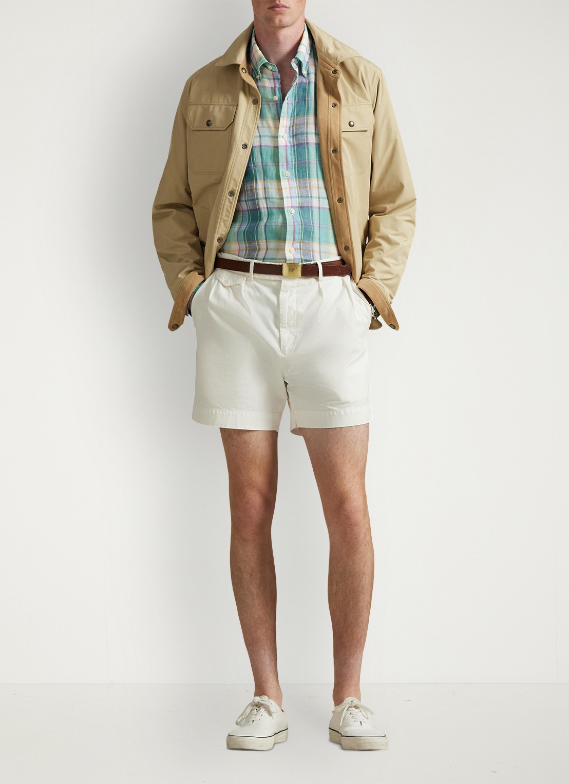 Ralph Lauren Regular fit overhemd van linnen met ruitdessin - voorkant 2 7116b green blue white-48oa
