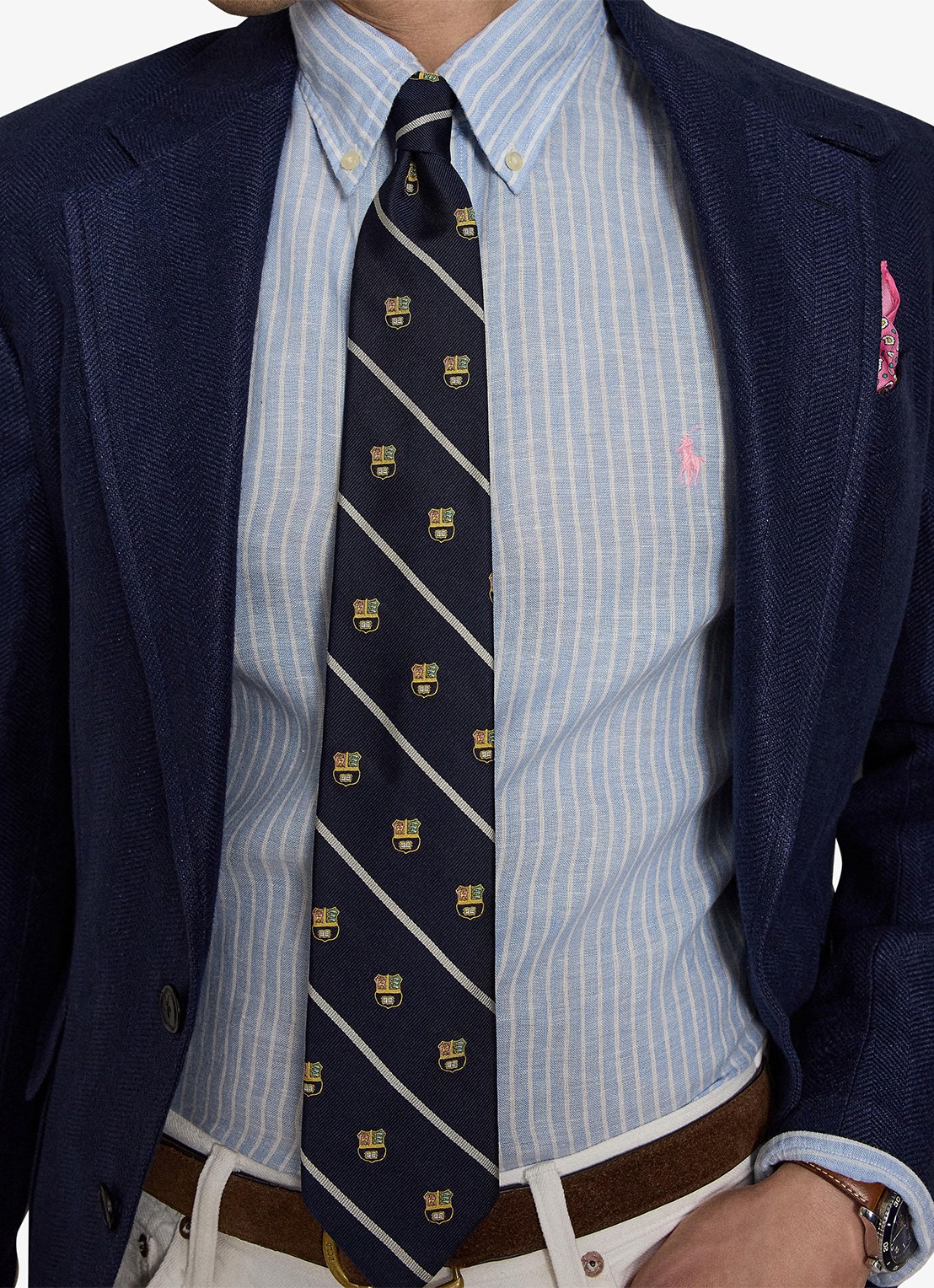 Ralph Lauren Regular fit overhemd van linnen met streepprint - detail 2 7188b blue white-zyk7