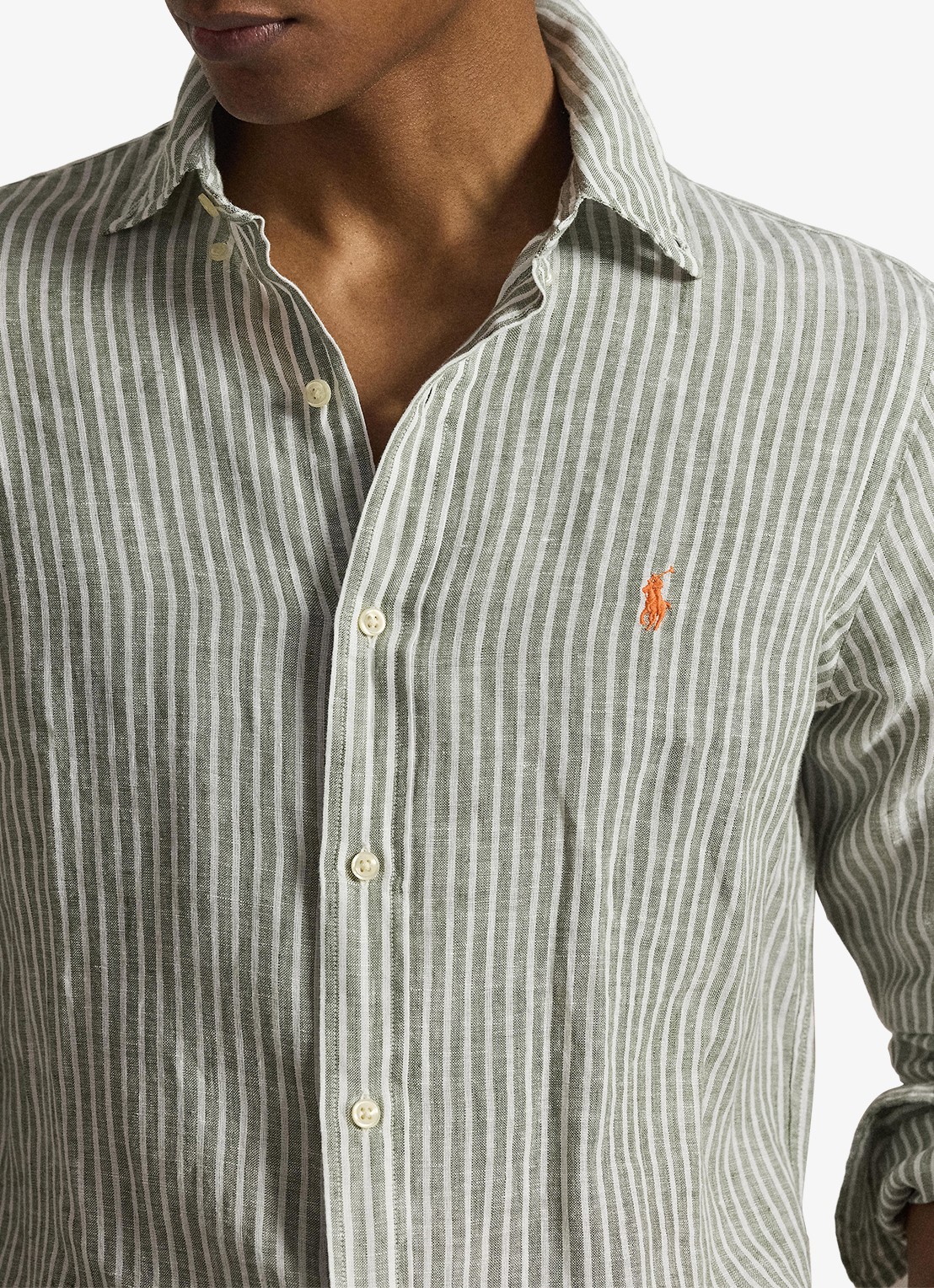 Ralph Lauren Regular fit overhemd van linnen met streepprint - detail 5 5137h garden trial white-zyen