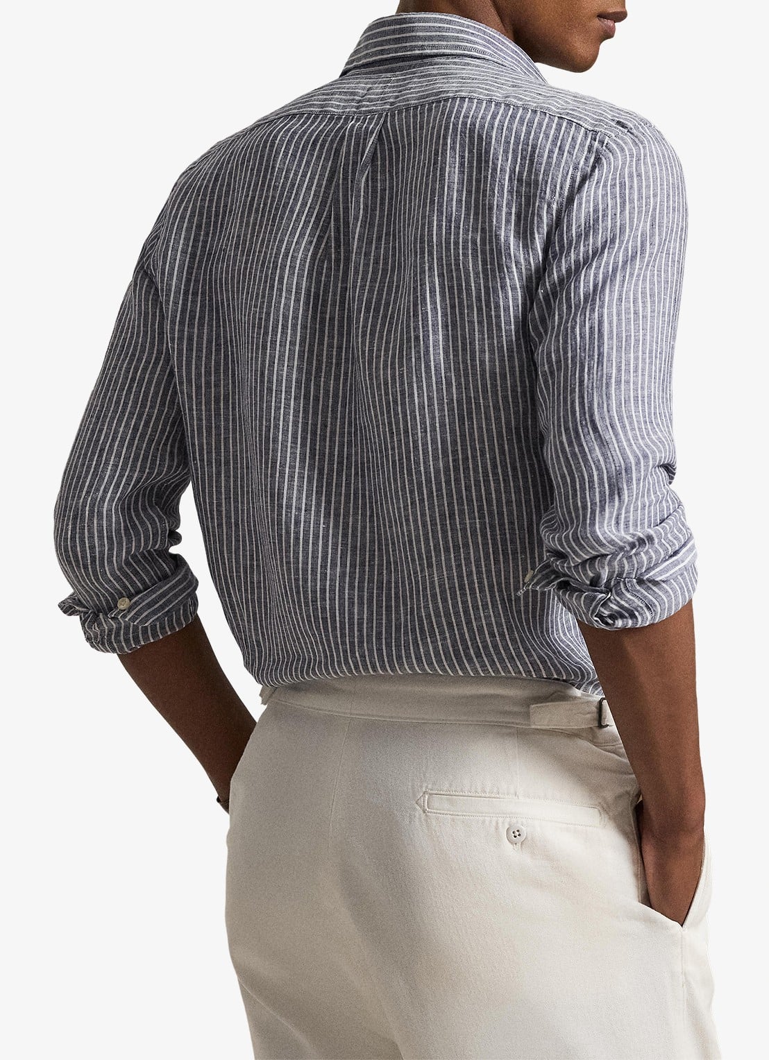 Ralph Lauren Regular fit overhemd van linnen met streepprint - achterkant new classic navy white
